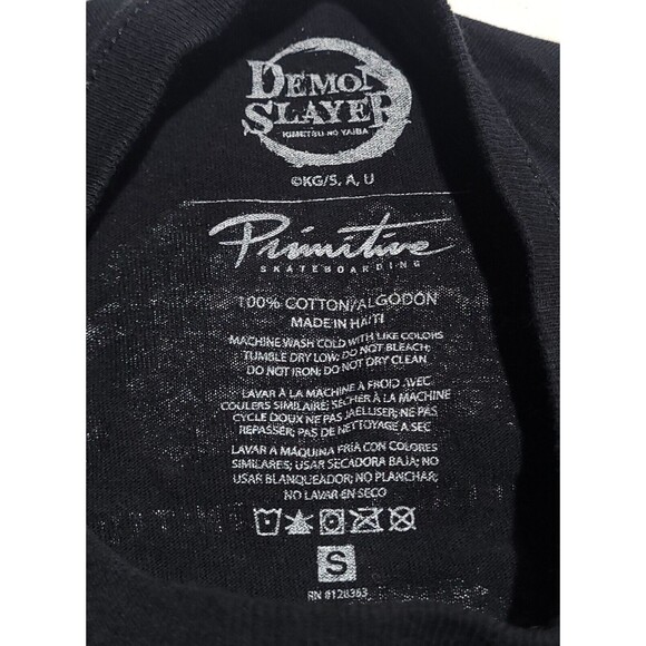 PRIMITIVE X Demon Slayer ZENITSU AGATSUMA Black Small Shirt Skateboard NWOT - Picture 7 of 9